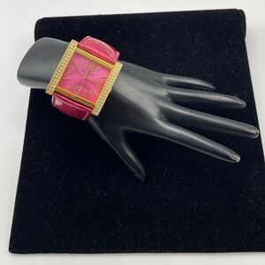 Joan Rivers Pink Leather Rhinestone Fashion Wristband Watch